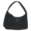 PRADA Hand Pouch Nylon Black Silver Auth 191316V-1