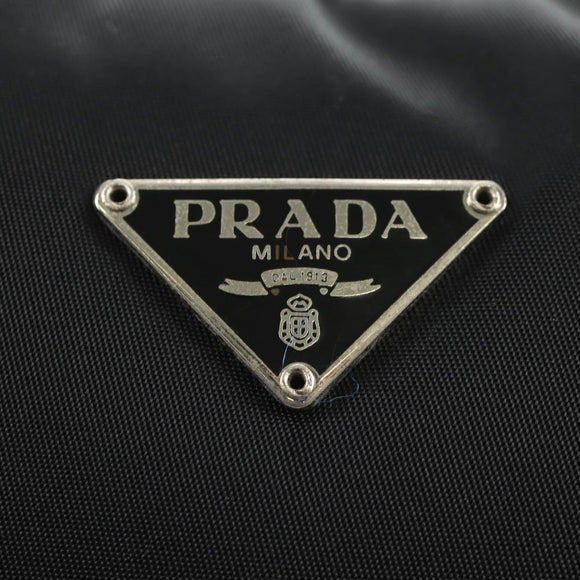 PRADA Hand Pouch Nylon Black Silver Auth 191316V