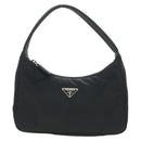 PRADA Hand Pouch Nylon Black Silver Auth 191316V-2