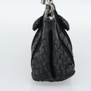 BOTTEGA VENETA INTRECCIATO Hand Bag Leather Black Silver Auth 191317A-3