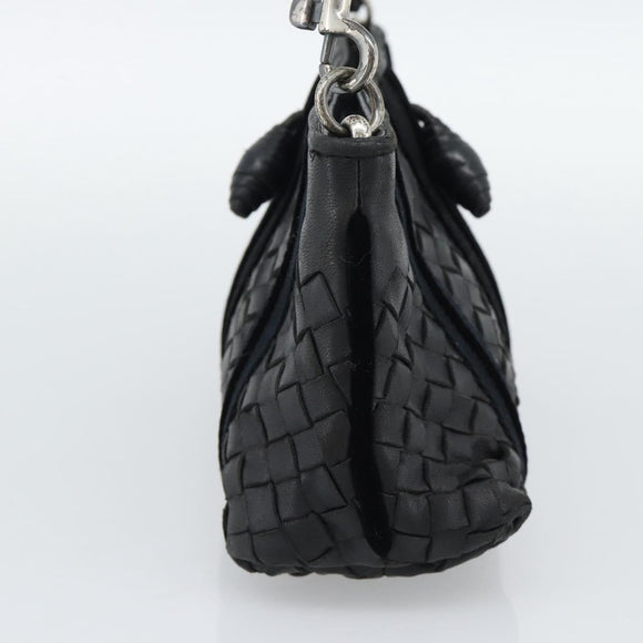 BOTTEGA VENETA INTRECCIATO Hand Bag Leather Black Silver Auth 191317A