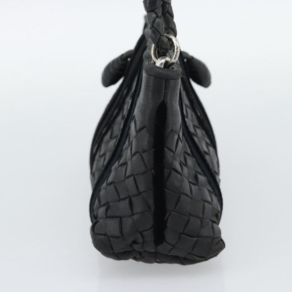 BOTTEGA VENETA INTRECCIATO Hand Bag Leather Black Silver Auth 191317A