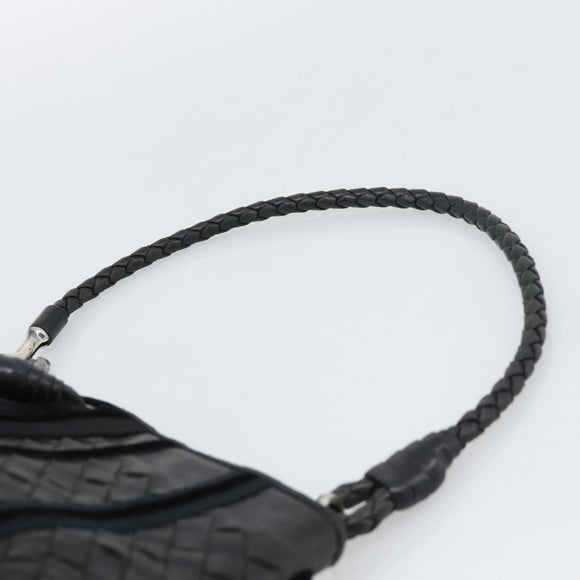 BOTTEGA VENETA INTRECCIATO Hand Bag Leather Black Silver Auth 191317A