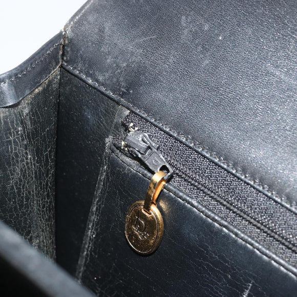 Christian Dior Shoulder Bag Leather Black Gold Auth 191320