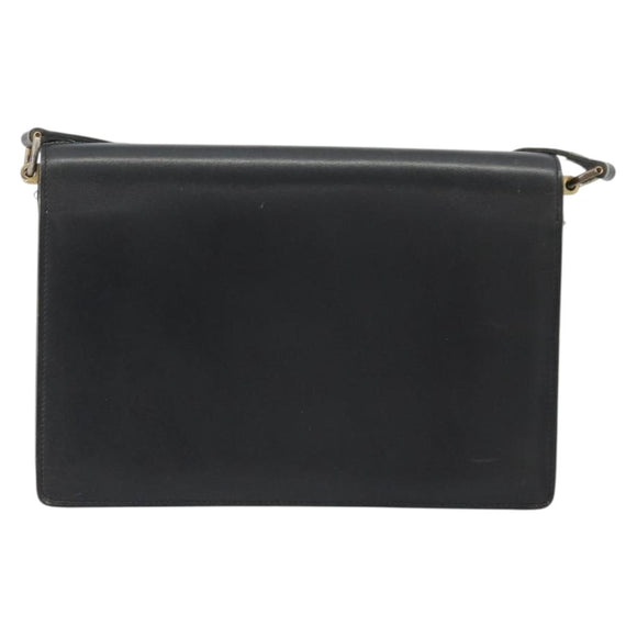Christian Dior Shoulder Bag Leather Black Gold Auth 191320