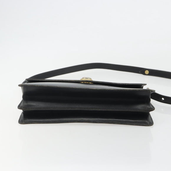 Christian Dior Shoulder Bag Leather Black Gold Auth 191320