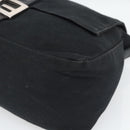 FENDI Mamma Baguette Shoulder Bag Cotton Jersey Black Silver Auth 191327-10