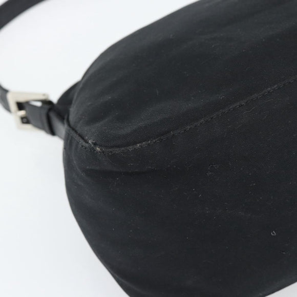 FENDI Mamma Baguette Shoulder Bag Cotton Jersey Black Silver Auth 191327