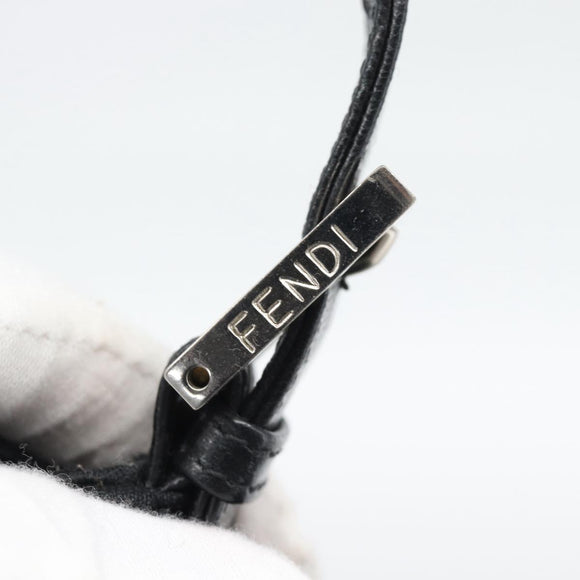 FENDI Mamma Baguette Shoulder Bag Cotton Jersey Black Silver Auth 191327