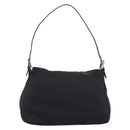 FENDI Mamma Baguette Shoulder Bag Cotton Jersey Black Silver Auth 191327-3