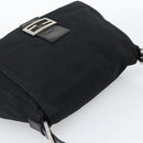 FENDI Mamma Baguette Shoulder Bag Cotton Jersey Black Silver Auth 191327-6