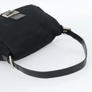FENDI Mamma Baguette Shoulder Bag Cotton Jersey Black Silver Auth 191327-7