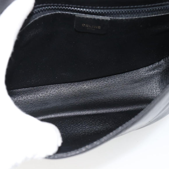 CELINE Shoulder Bag Leather Black Gold Auth 191330