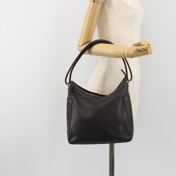GUCCI Shoulder Bag Leather Brown Silver 001 3766 Auth 191334A