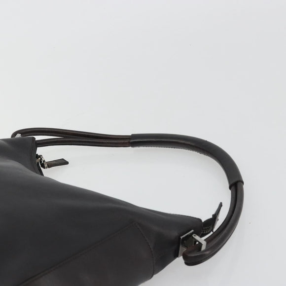 GUCCI Shoulder Bag Leather Brown Silver 001 3766 Auth 191334A