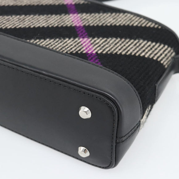 BURBERRY Nova Check Shoulder Bag Canvas Black Silver Auth 191335V