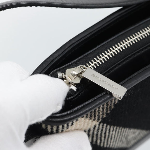 BURBERRY Nova Check Shoulder Bag Canvas Black Silver Auth 191335V