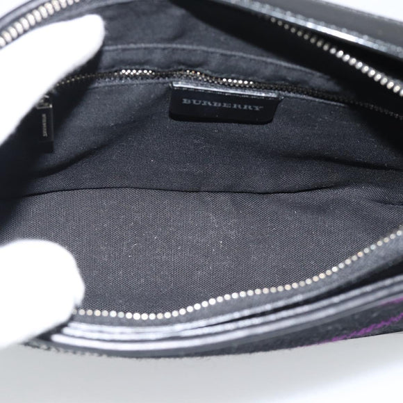 BURBERRY Nova Check Shoulder Bag Canvas Black Silver Auth 191335V