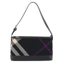 BURBERRY Nova Check Shoulder Bag Canvas Black Silver Auth 191335V-13