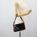 BURBERRY Nova Check Shoulder Bag Canvas Black Silver Auth 191335V-24