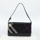 BURBERRY Nova Check Shoulder Bag Canvas Black Silver Auth 191335V-12