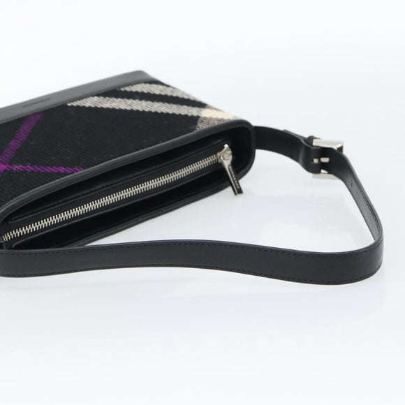 BURBERRY Nova Check Shoulder Bag Canvas Black Silver Auth 191335V