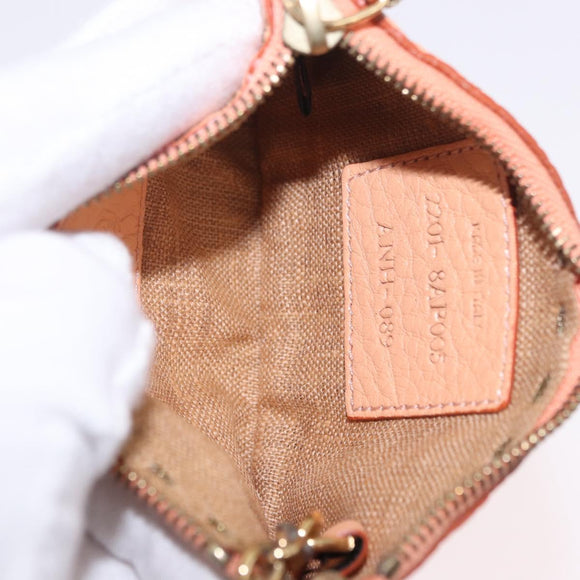 FENDI Celeria Hand Bag Leather With Pouch Orange Gold Auth 191347V