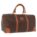 CELINE Macadam Canvas Boston Bag PVC Leather Brown Gold Auth 191352A-1