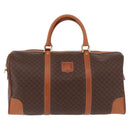 CELINE Macadam Canvas Boston Bag PVC Leather Brown Gold Auth 191352A-2