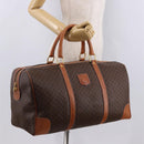 CELINE Macadam Canvas Boston Bag PVC Leather Brown Gold Auth 191352A-22