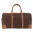 CELINE Macadam Canvas Boston Bag PVC Leather Brown Gold Auth 191352A-3