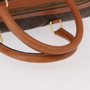 CELINE Macadam Canvas Boston Bag PVC Leather Brown Gold Auth 191352A-8