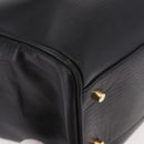 CELINE Hand Bag Leather Black Gold Auth 191353A-10
