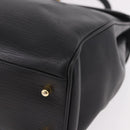 CELINE Hand Bag Leather Black Gold Auth 191353A-11