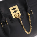 CELINE Hand Bag Leather Black Gold Auth 191353A-14