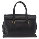 CELINE Hand Bag Leather Black Gold Auth 191353A-3