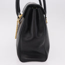 CELINE Hand Bag Leather Black Gold Auth 191353A-4