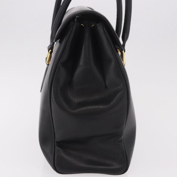CELINE Hand Bag Leather Black Gold Auth 191353A