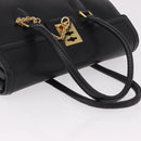 CELINE Hand Bag Leather Black Gold Auth 191353A-6