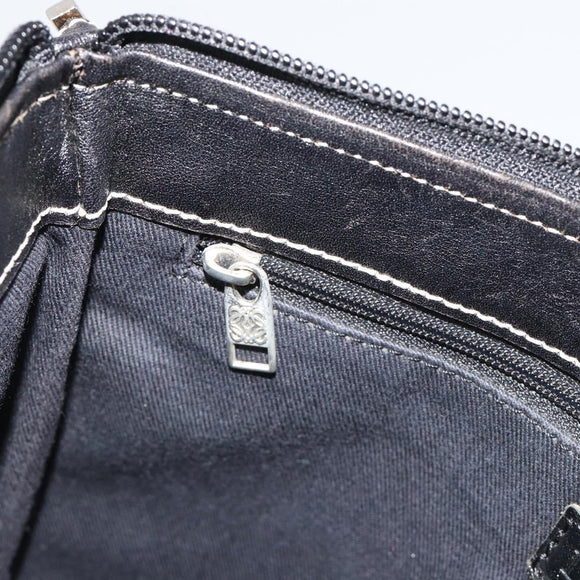 LOEWE Shoulder Bag Canvas Gray Silver Auth 191354