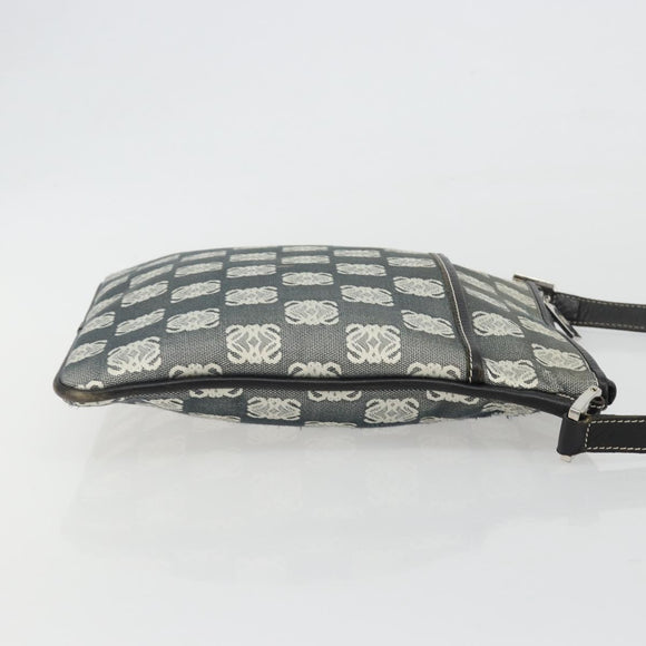 LOEWE Shoulder Bag Canvas Gray Silver Auth 191354