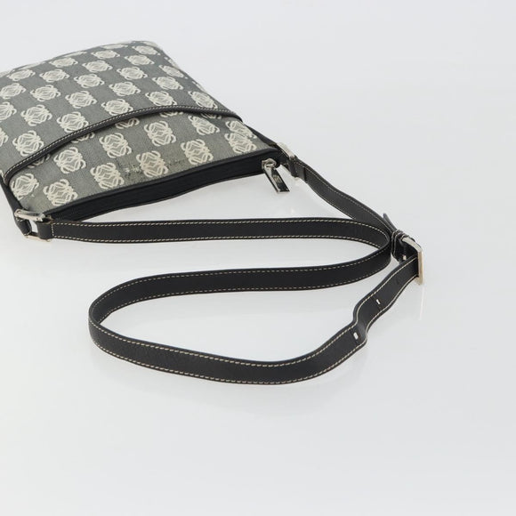 LOEWE Shoulder Bag Canvas Gray Silver Auth 191354