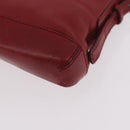 LOEWE Accessory Pouch Leather Red Silver Auth 191357-14
