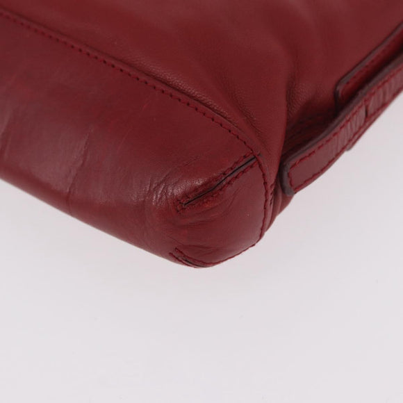 LOEWE Accessory Pouch Leather Red Silver Auth 191357