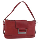 LOEWE Accessory Pouch Leather Red Silver Auth 191357-1
