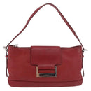 LOEWE Accessory Pouch Leather Red Silver Auth 191357-13