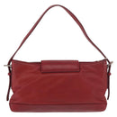 LOEWE Accessory Pouch Leather Red Silver Auth 191357-2