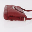 LOEWE Accessory Pouch Leather Red Silver Auth 191357-3