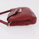 LOEWE Accessory Pouch Leather Red Silver Auth 191357-4