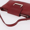 LOEWE Accessory Pouch Leather Red Silver Auth 191357-6